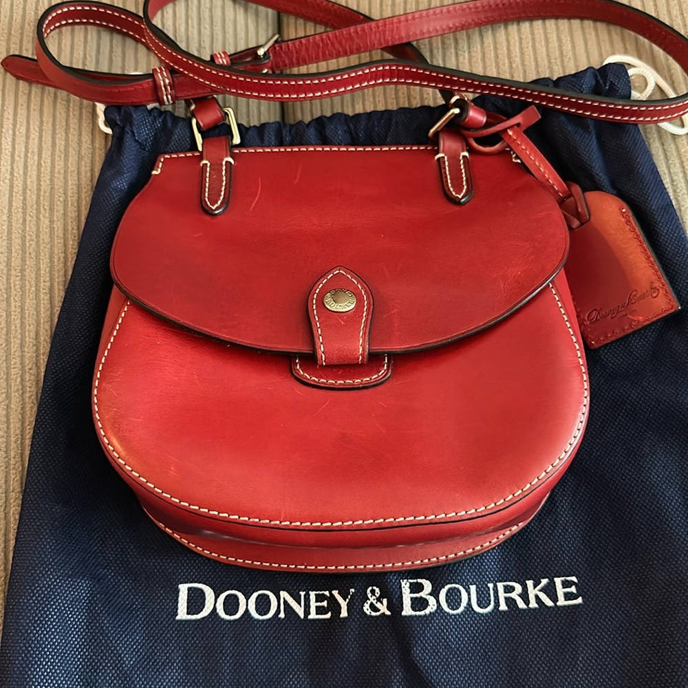 Dooney & Bourke Alto Collection Red Crossbody  Saddle Bag